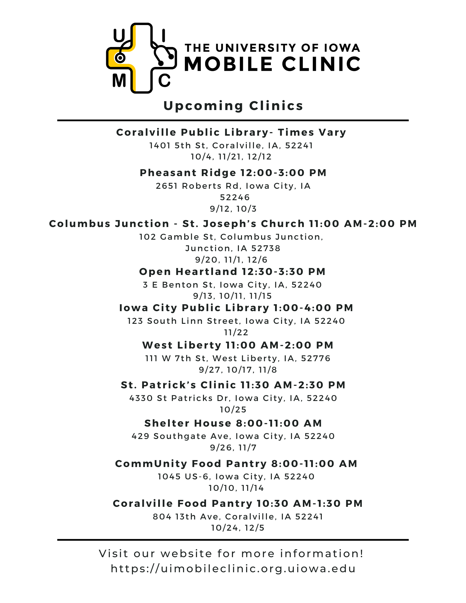 Fall schedule